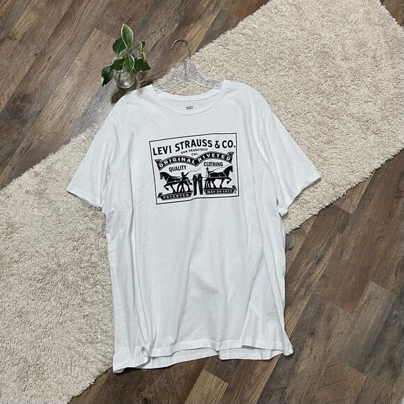 Levi's Size XXL Men's White Black Crewneck Short Sleeve Tee - Picture 1 of 3